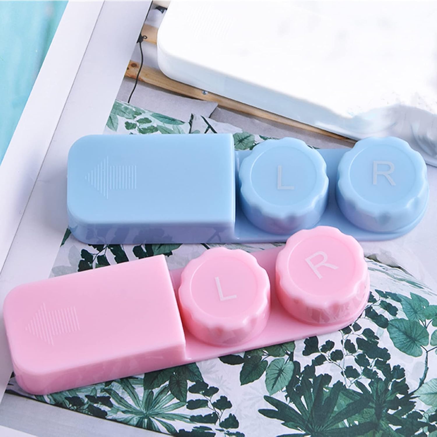 SZLY (Pack of 2) Portable Contact Lens Travel kit, Contact Lens Storage Box (LR), with Tweezers Stick Removal Tool, Cover Myopia Double Contact Lens Storage Box Pink Blue : Sports & Outdoors