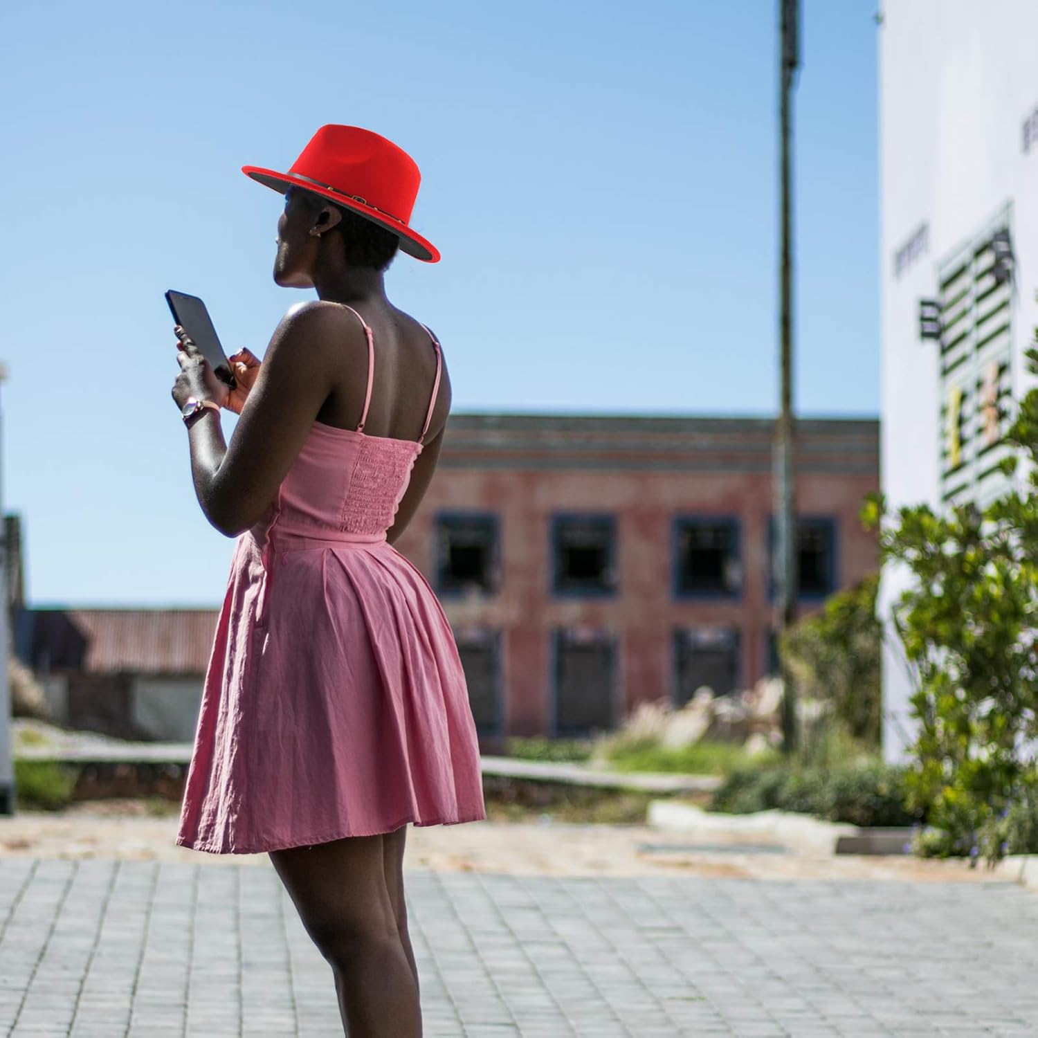 Gossifan Fedora Hats for Women Wide Brim Two Tone Felt Panama Hat with Belt-Buckle - Image 6