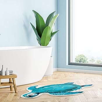 Amazon | Drydiet 2枚 ブルー ウミガメ バスルームマット ラグ