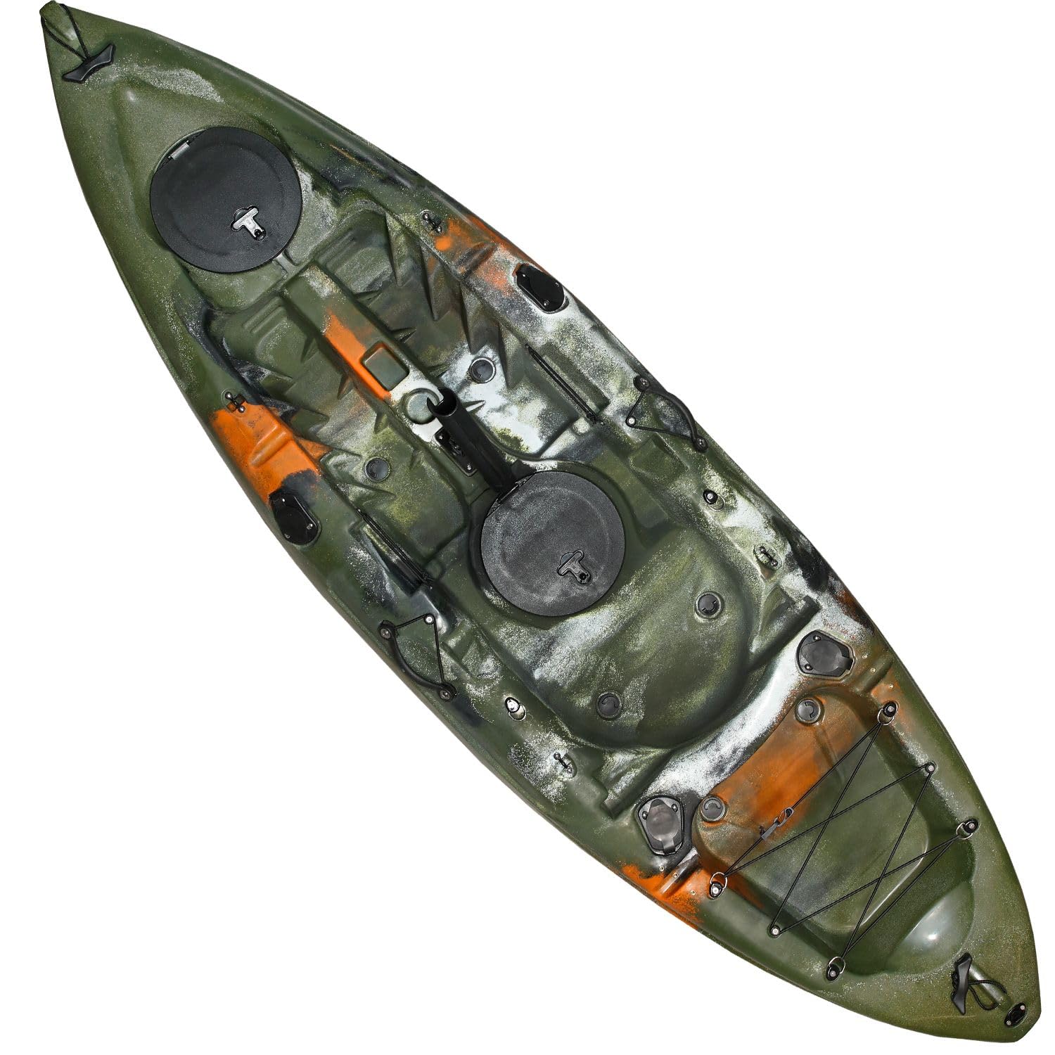 Kajak Sit-on-Top 1er | 270x80 cm Angelkajak Camouflage | Kompaktes & Kippstabiles Freizeitboot | Robustes PE | Inkl. Rutenhalter-Vorbereitung & Stauraum