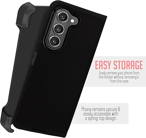 Miniatura 3 de Funda compatible con Samsung Z Fold 5 5G Defender, resistente y duradera, con protección de puerto, con soporte de clip para cinturón