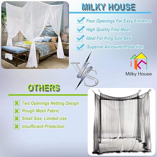 Miniatura 7 de Cortinas de cama con dosel, 4 postes de esquina, cortina de cama Queen, cortinas de dosel de cama individual, cortinas de toldo para cama King para