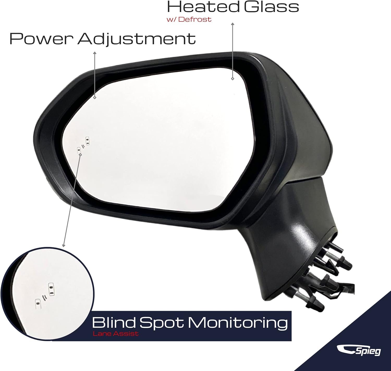 Spieg Driver Side Mirror for 2018-2025 Toyota Camry Power Adjustment Blind Spot Monitoring Heated Turn Signal Light Painted Black 7 Pins Left TO1320368