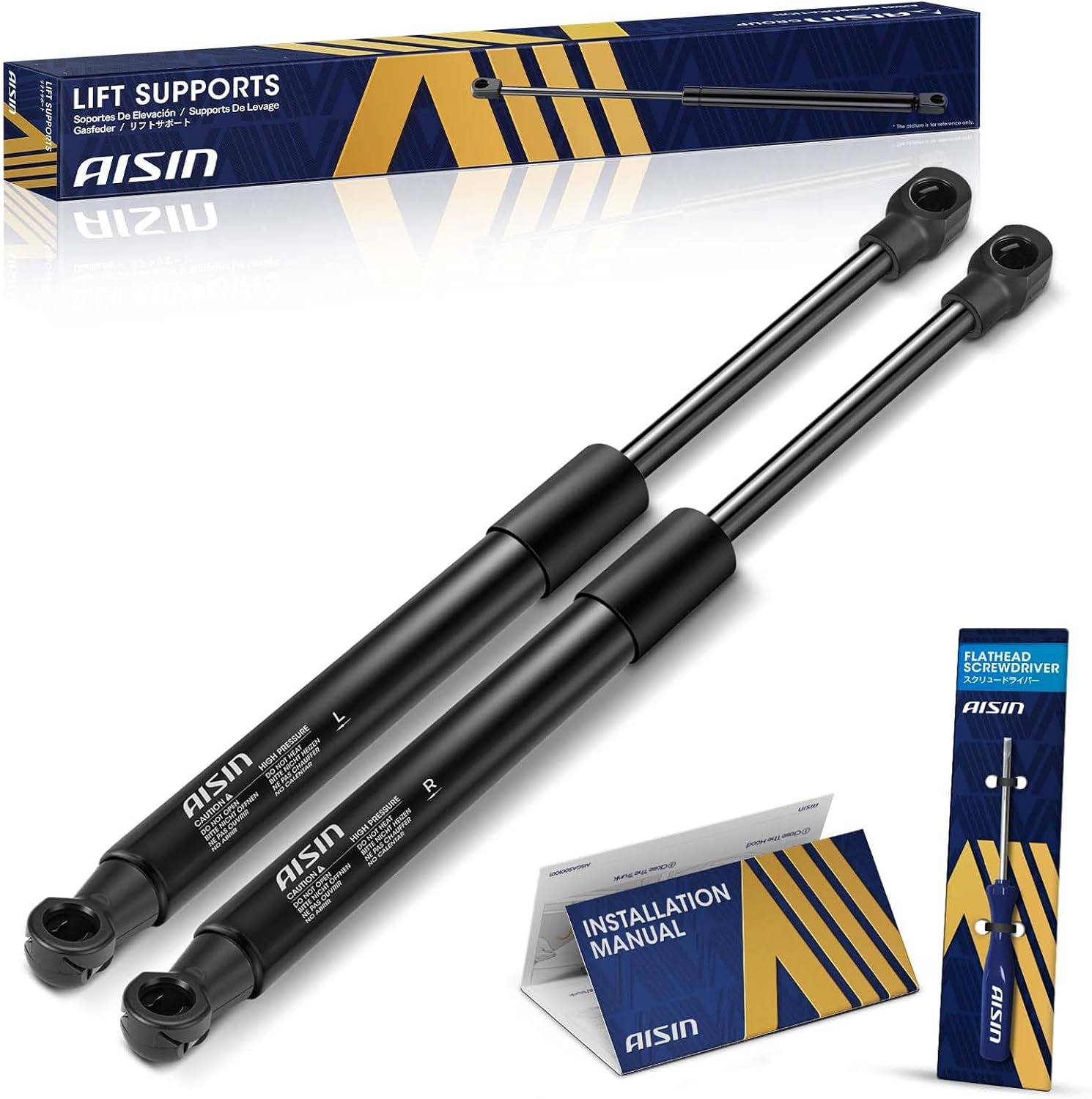 AISIN AFTERMARKET GASFC-00600 Front Hood Lift Supports Shock Struts - Compatible with Fiat 500L 2014-2020 - Set of 2
