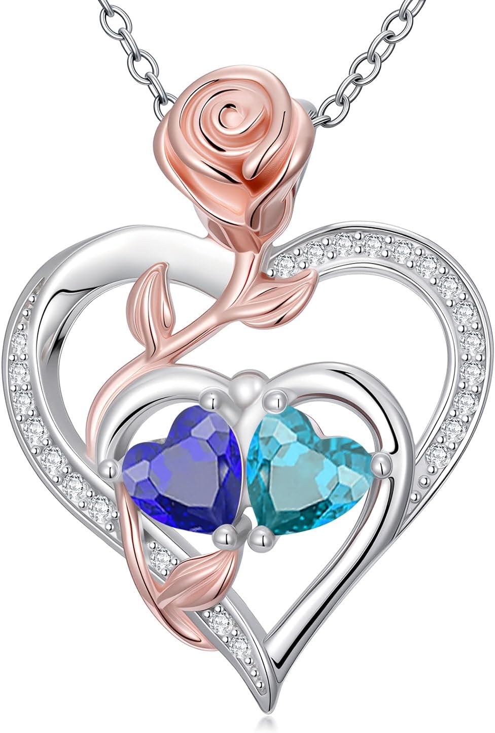 Rose Flower Heart Pendant for Women Birthday Gifts 18k Gold Plated Mother Daughter ...