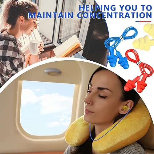 Miniatura 4 de Xuhal 200 pares de tapones para los oídos con cable, tapones para los oídos de silicona a granel con reducción de ruido, tapones para los oídos con