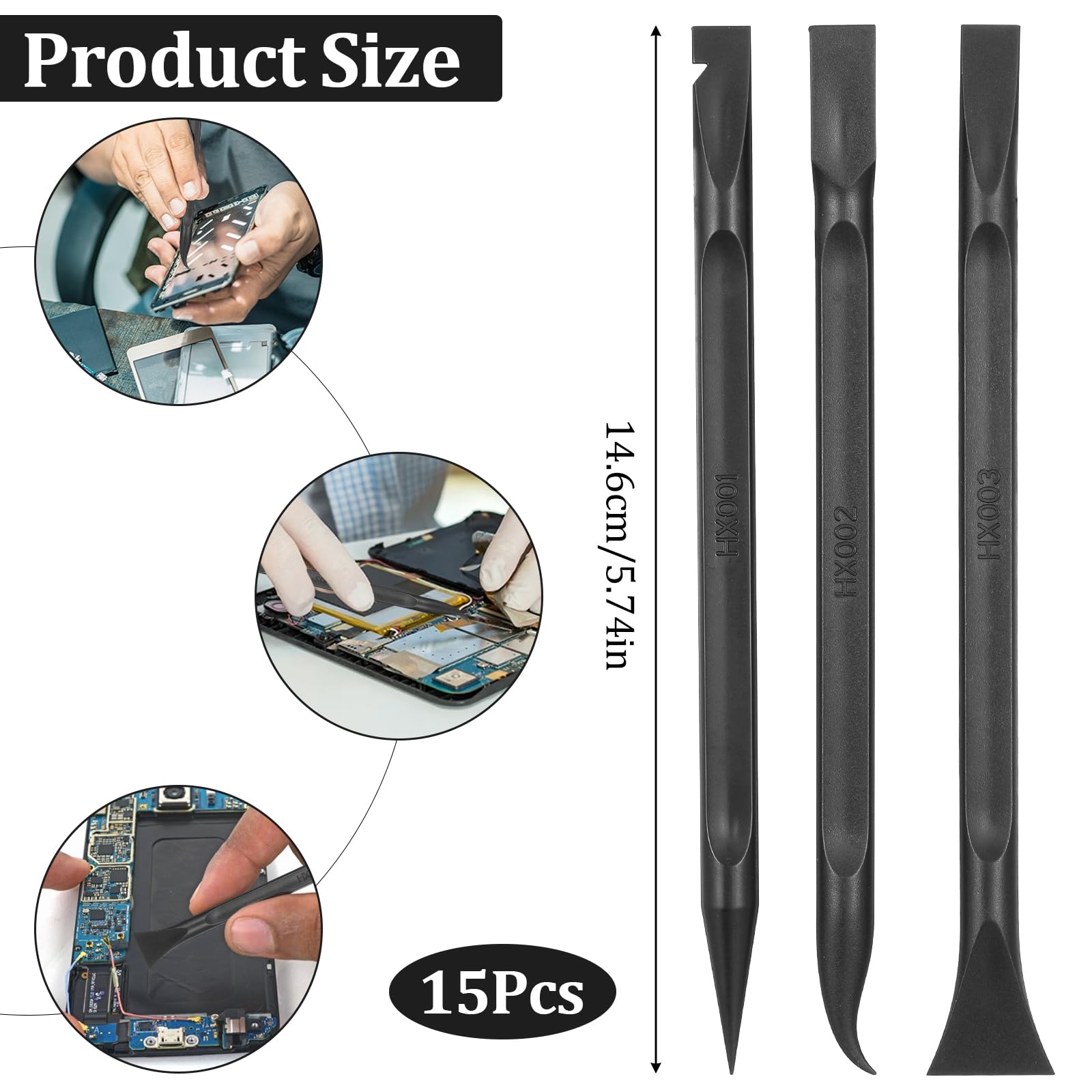 FNANJWQ 15 Pieces Plastic Scraper Tool Non Scratch Crevice Cleaning Sticker Remover Car Detailing Supplies Multi-Purpose Scrapers Tool for Removing Stickers Labels Oil Stains Food Dirt (Black)