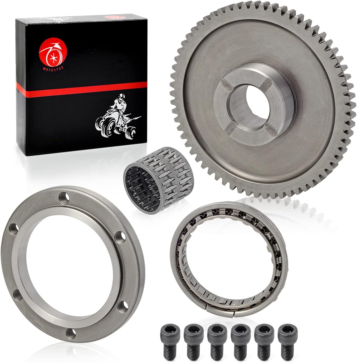 Starter Clutch One Way Bearing Gear Idler Kit For YAMAHA Raptor Warrior 350 Big Bear 350 400 Kodiak 400 Moto 4 YFM350ER Wolverine 350 1UY-15590-01 1UY-15517-01