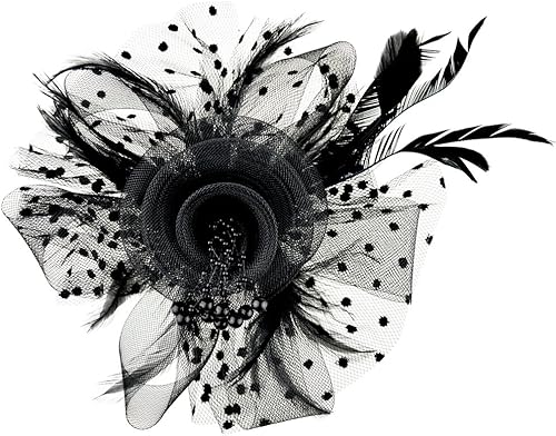 Miniatura 3 de DRESHOW Fascinators Hat Flower Mesh Ribbons Feathers on a Headband and a Clip Tea Party Headwear for Girls and Women