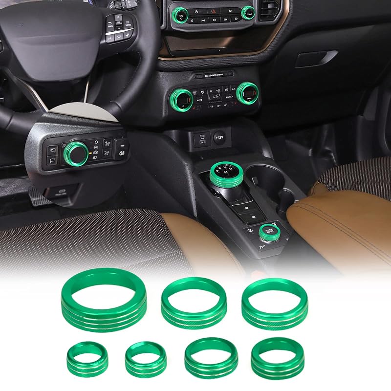 Capas para Botões do Painel Ford Bronco Sport BORUIEN Verde em Alumínio – Kit com 7 peças
