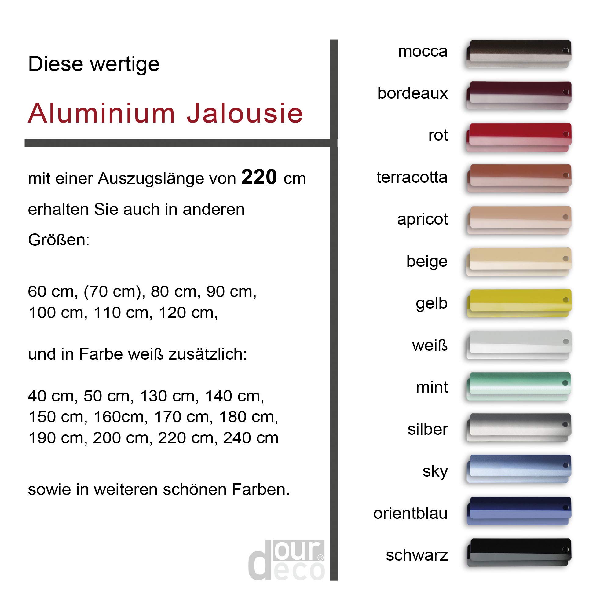 Aluminium-Jalousie / 120 x 220 Silber (Breite x Höhe) / Montage an Wand oder Decke, Premium Alu-Jalousie