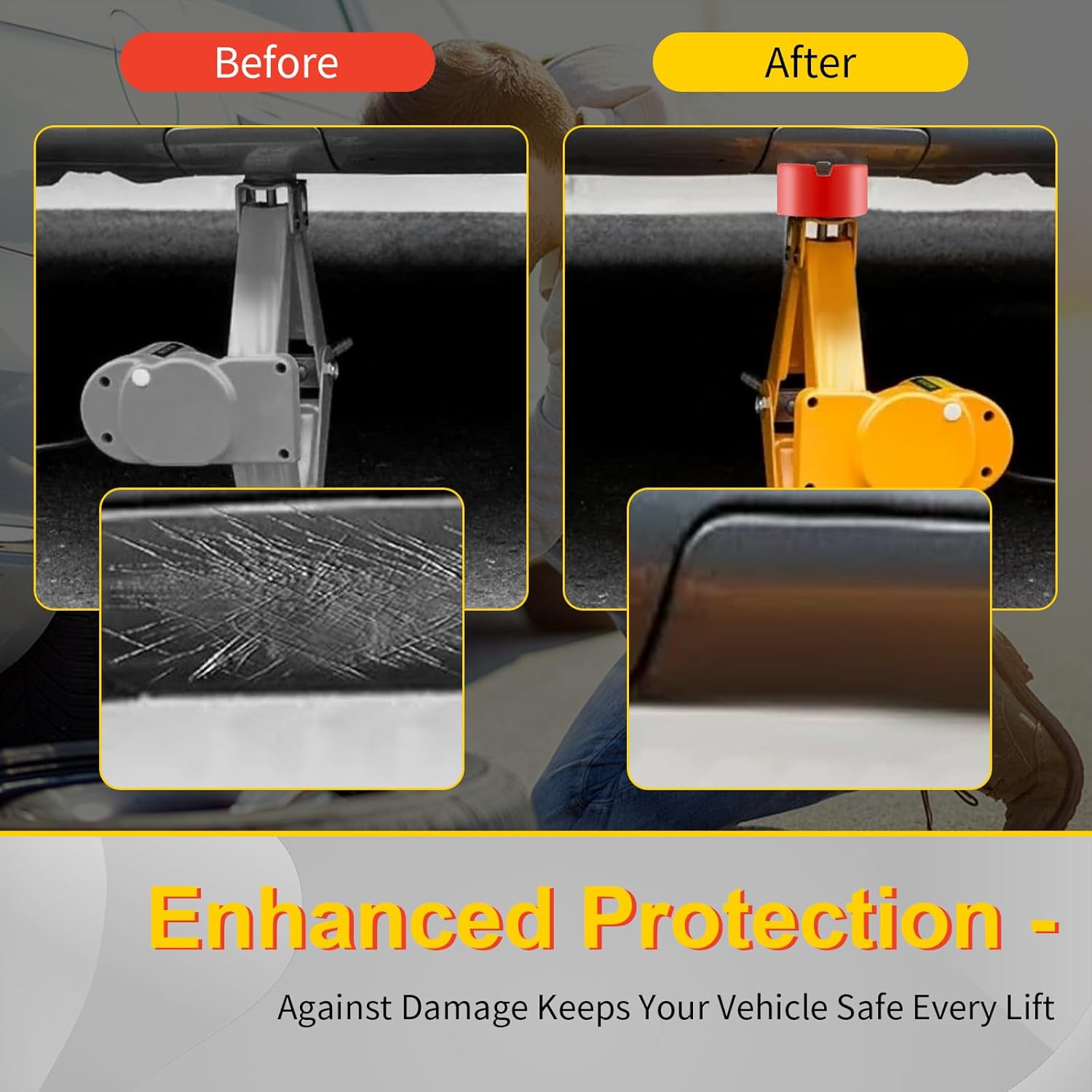 Pinch Weld Jack Pad Universal Rubber Floor Jack Pads Adapter,Thicker Sturdy and Grippy Car Jack Pad Accessories, Frame Rail Protector, 3.94 x 3.94 x 1.9 in 4 Pack