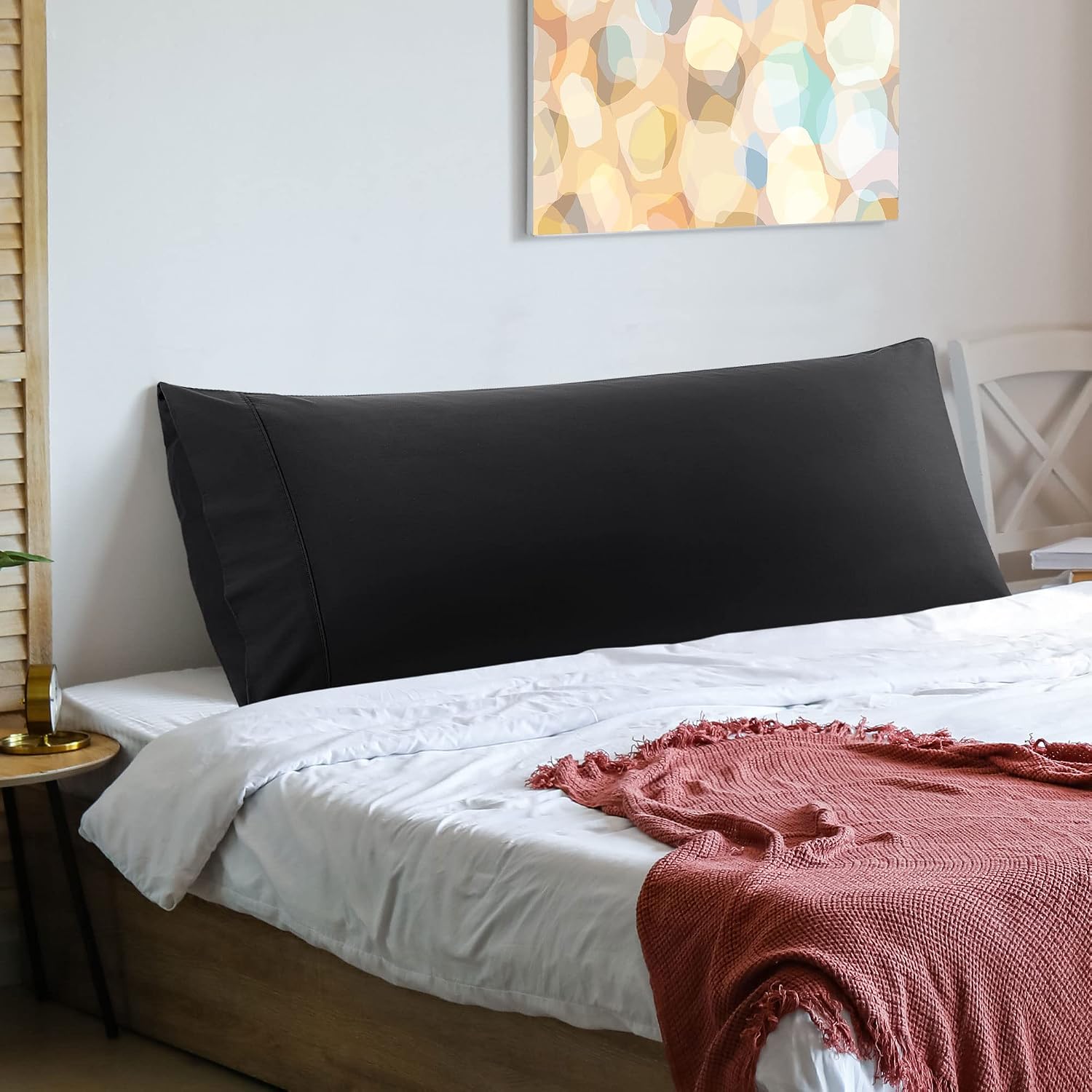 PiccoCasa Body Pillow Cover Super Soft Cotton Bolster Pillow Case for Full Body Pillow 1PC Body Pillow Case with Envelope Closure for Adults Black 50x140cm (4.6ft.) - Image 3
