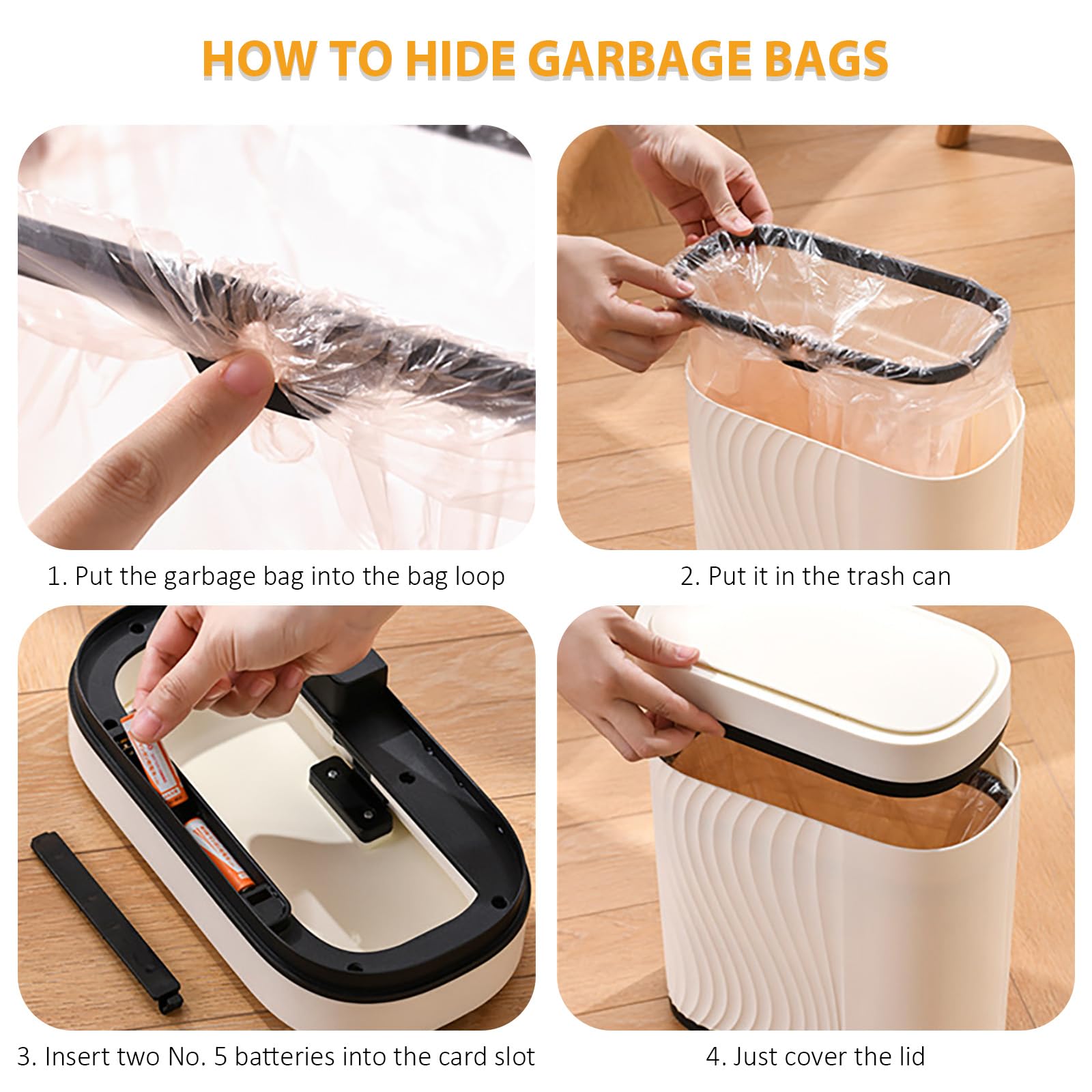 MeYuxg Papelera Baño, Cubo de Basura Inteligente, 8L Cubo Basura Estrecho sin Contacto, Papelera con Tapa para Baños, Cocinas, Dormitorios, Oficinas (Phnom Penh Blanco)