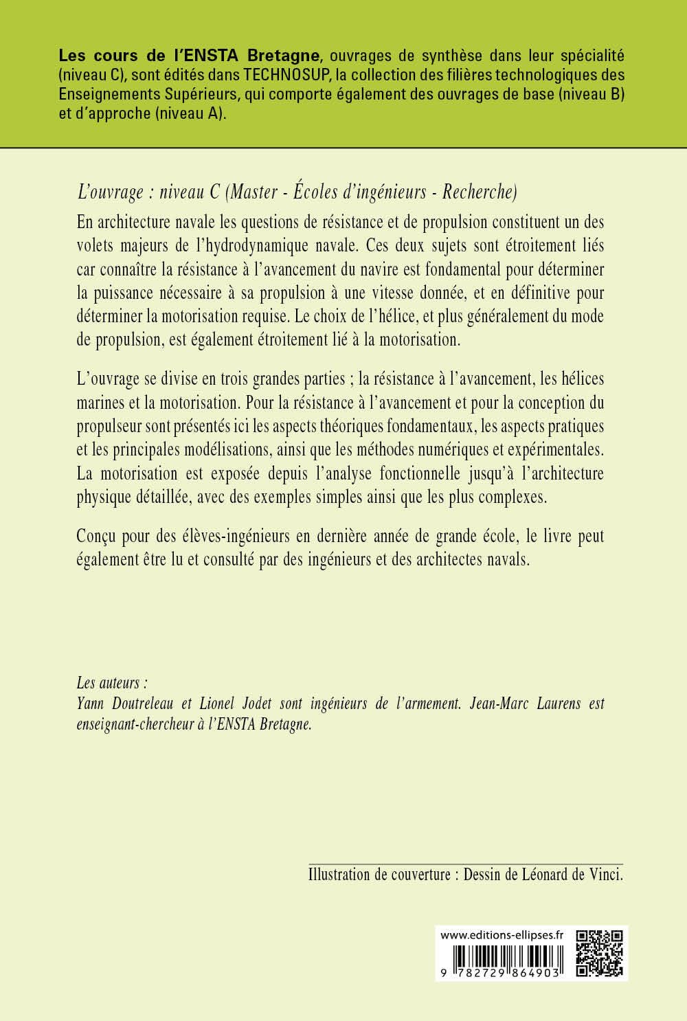 Résistance et propulsion du navire: Résistance à l'avancement, hélice, appareil propulsif