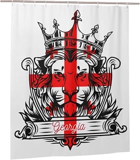 Lion with Flag of Georgia Funny Shower Curtain for Bathroom Decor Fashion Vivid Color Waterproof Bath Curtains 60x72 Inches