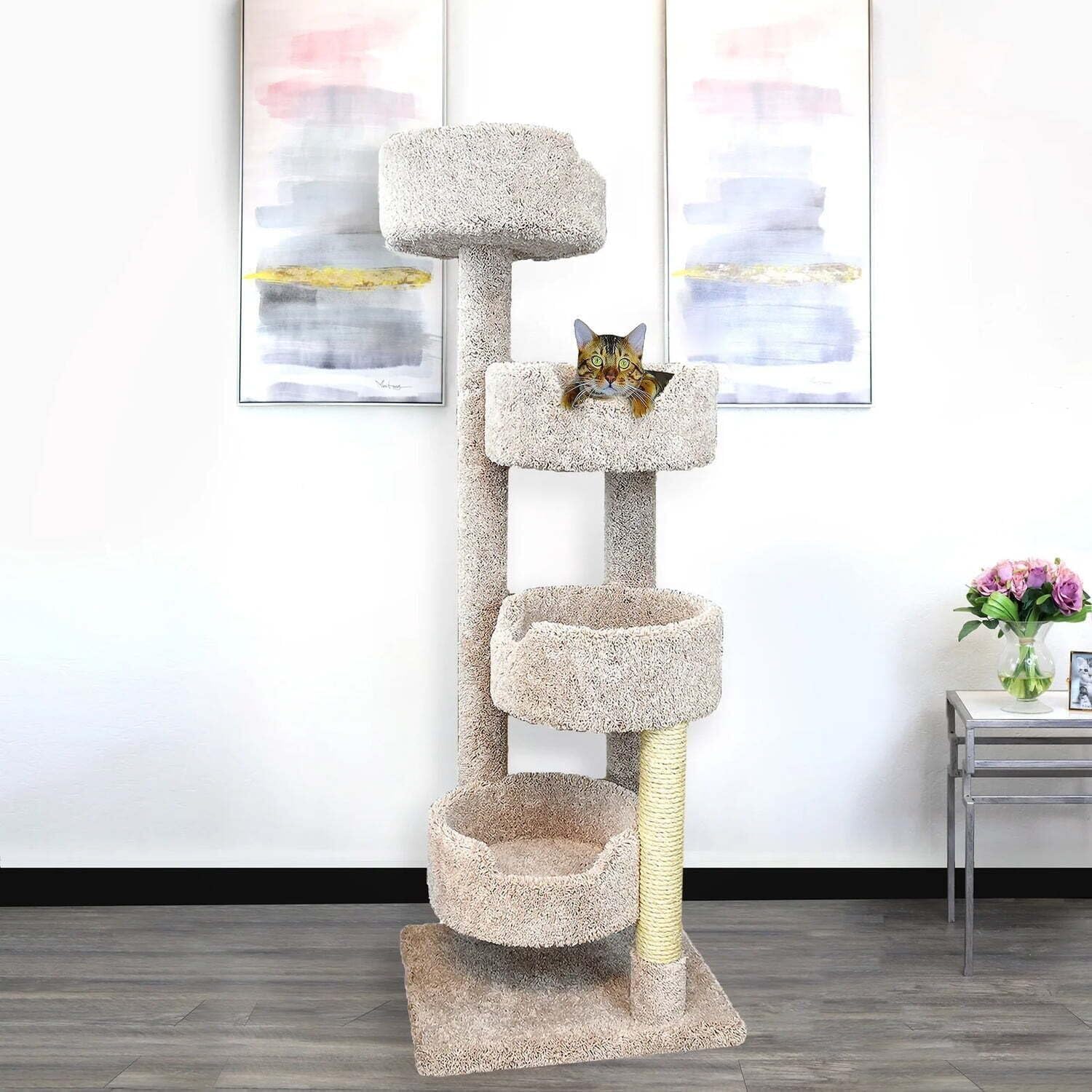New Cat Condos Beige Large Cat Stairway
