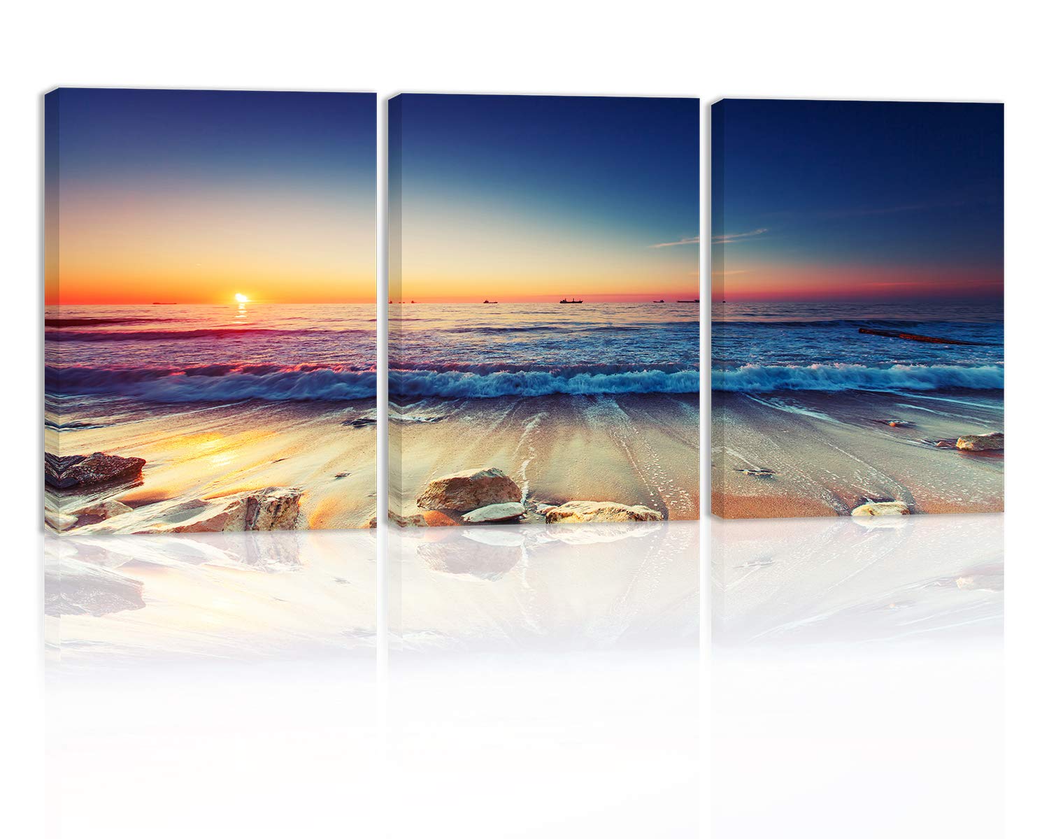 Amazon.co.jp: ビーチに乗った夕暮れの海の波 壁アート 装飾 スカイ