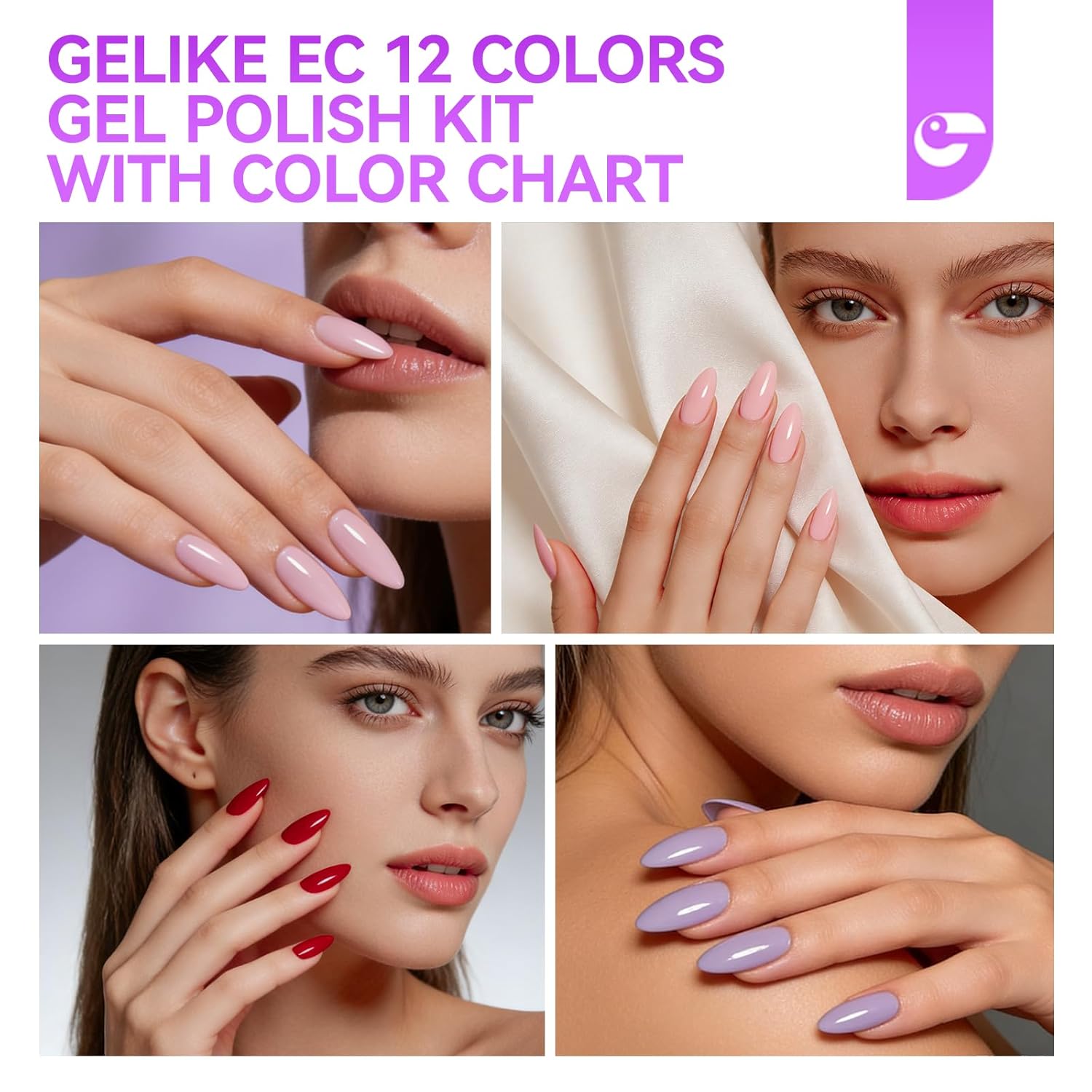 gelike ec Gel Nail Polish Set: 16ML 12 Colors Kit HEMA & TPO Free Hypoallergenic Formula Professional Soak Off UV LED Gel Polish for Natural & Fake Nails