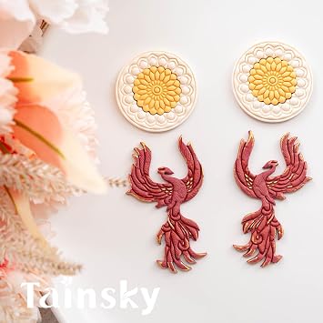 TAINSKY Mythical Clay Cutters, 9 Shapes Polymer Clay Cutters for Earrings Making, Phoenix Polymer Clay Cutters, Snake Clay Cutters for Polymer Clay Jewelry