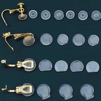 80 Pieces 8 Size Earring Pads TPE Material Better Than Silicone Comfort Earring Cushions for Clips on Earrings, Clear, White Clear