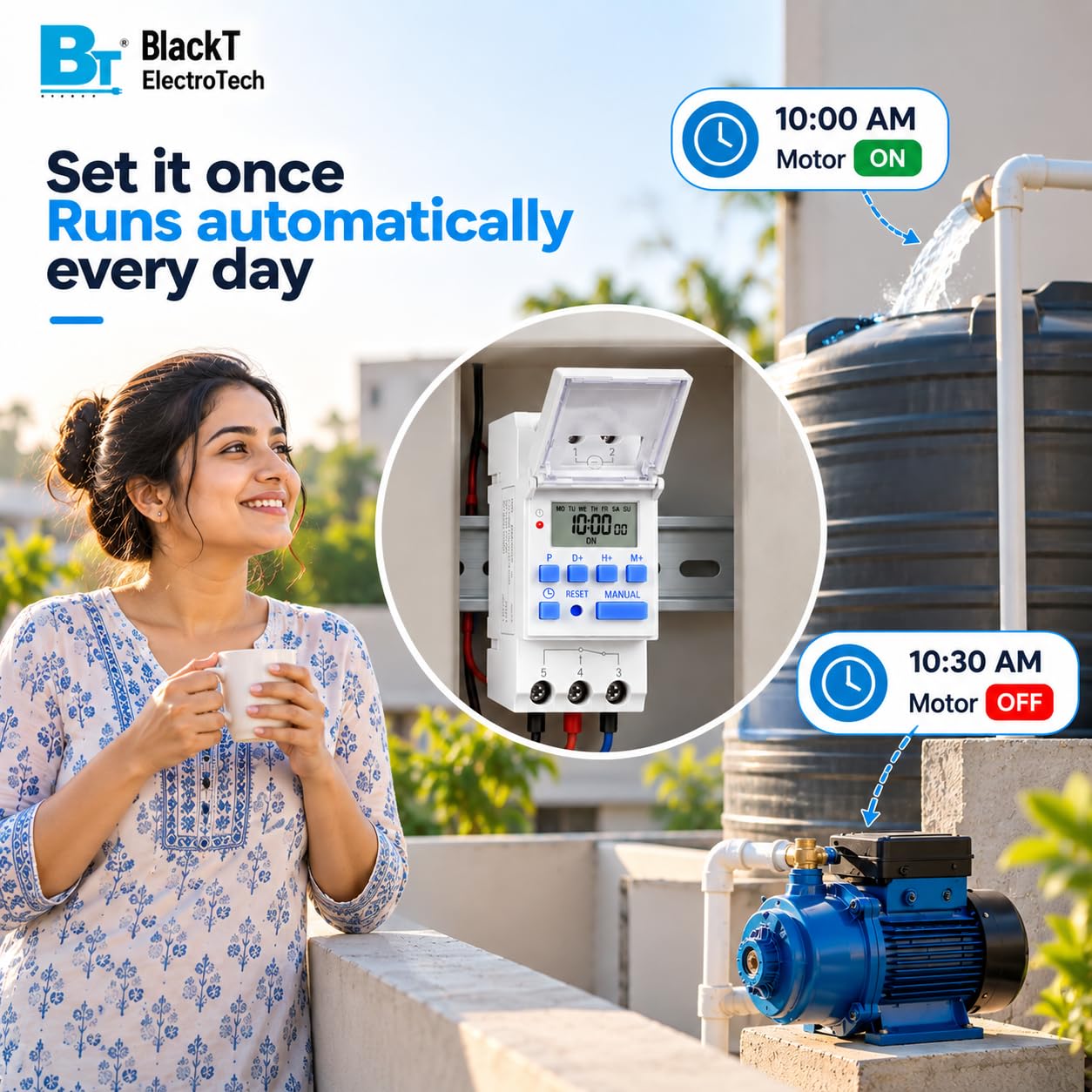 Blackt Electrotech (BT41D): 16/240V AC Programmable Daily/Weekly Digital LCD Display Control Counter/Time Timer Relay Switch: DIN Rail Type (Warranty 12 Months) (Regular) — Amazon image 4