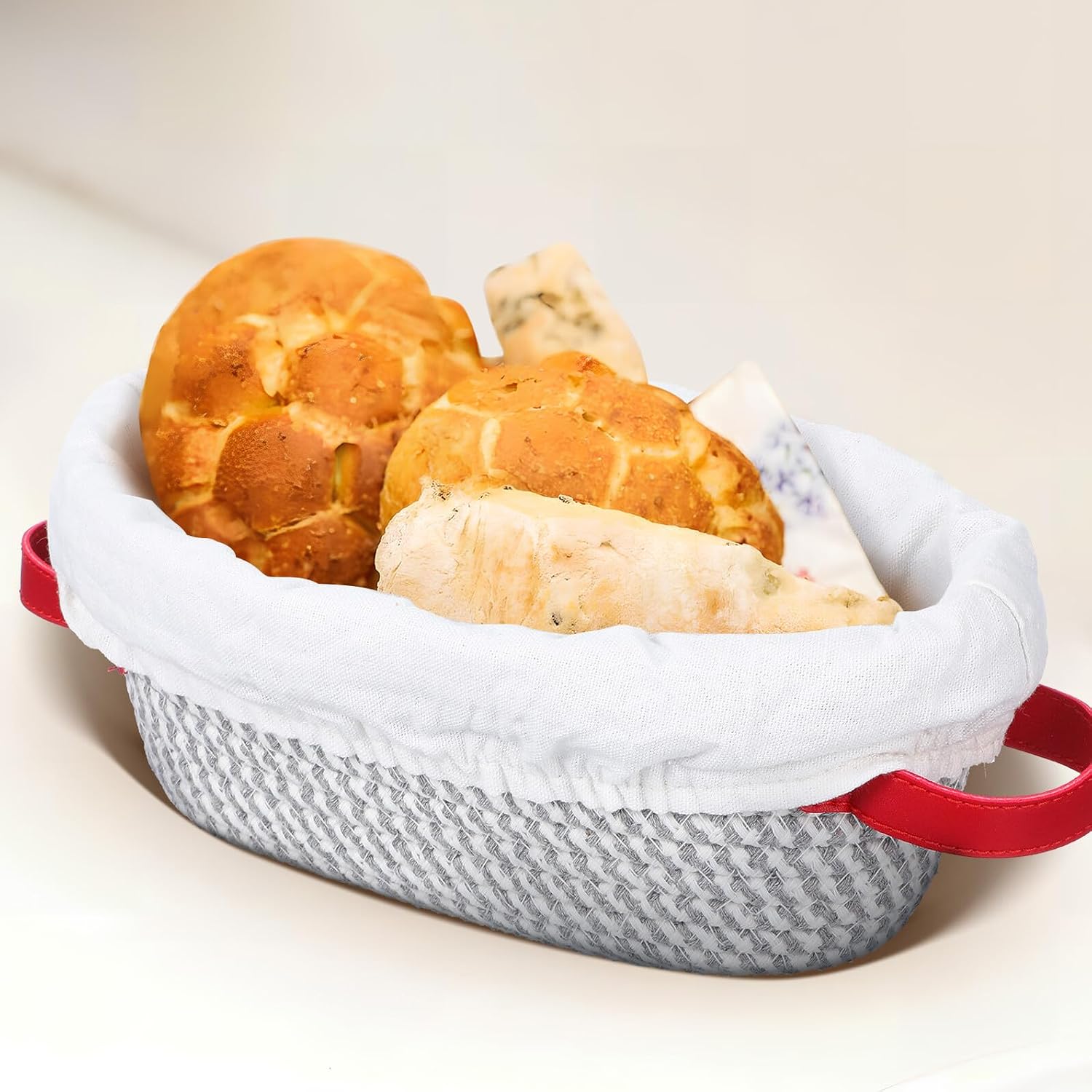 COLLBATH 2-pcs Bread Proofing Basket Set Oval round Sourdough Baking Baskets with Linen Liners for Home Bread Making and Fermentation