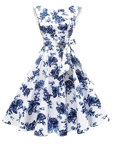 Hanpceirs Women's Boatneck Sleeveless Swing Vintage 1950s Cocktail Dress New