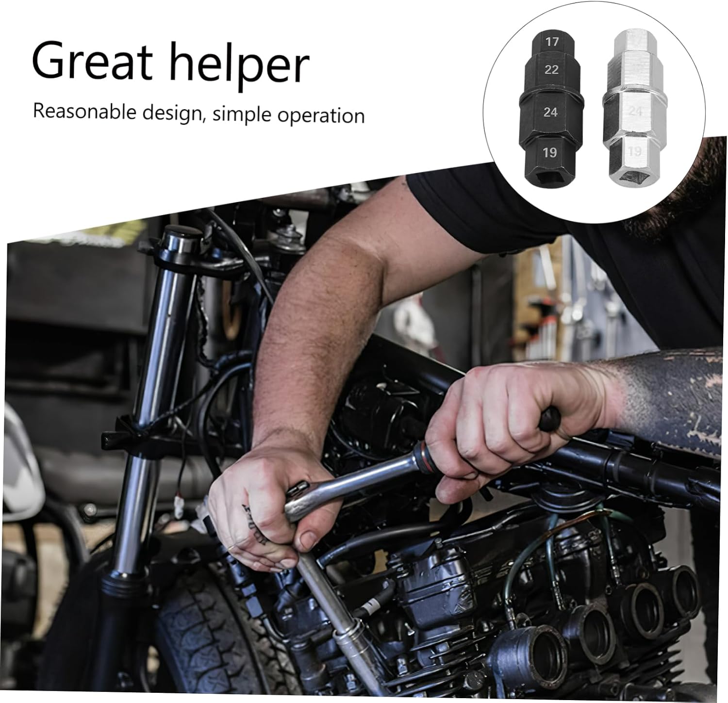 Unomor Motorcycle Axle Hexagon Socket Tool 2pcs Axle Removal Wrench for Motorcycle Front Wheel Spindle Socket Adapter