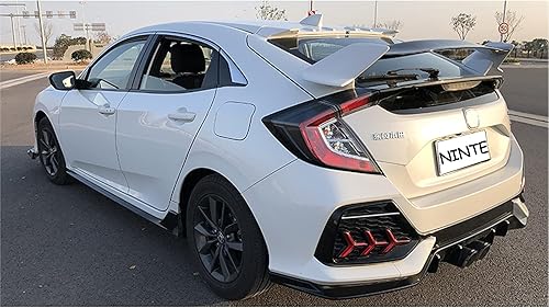 Miniatura 3 de NINTE Alerón para Honda Civic 5Dr Hatchback 2016-2021, ABS pintado brillante negro y blanco estilo R-ala divisora de maletero trasero