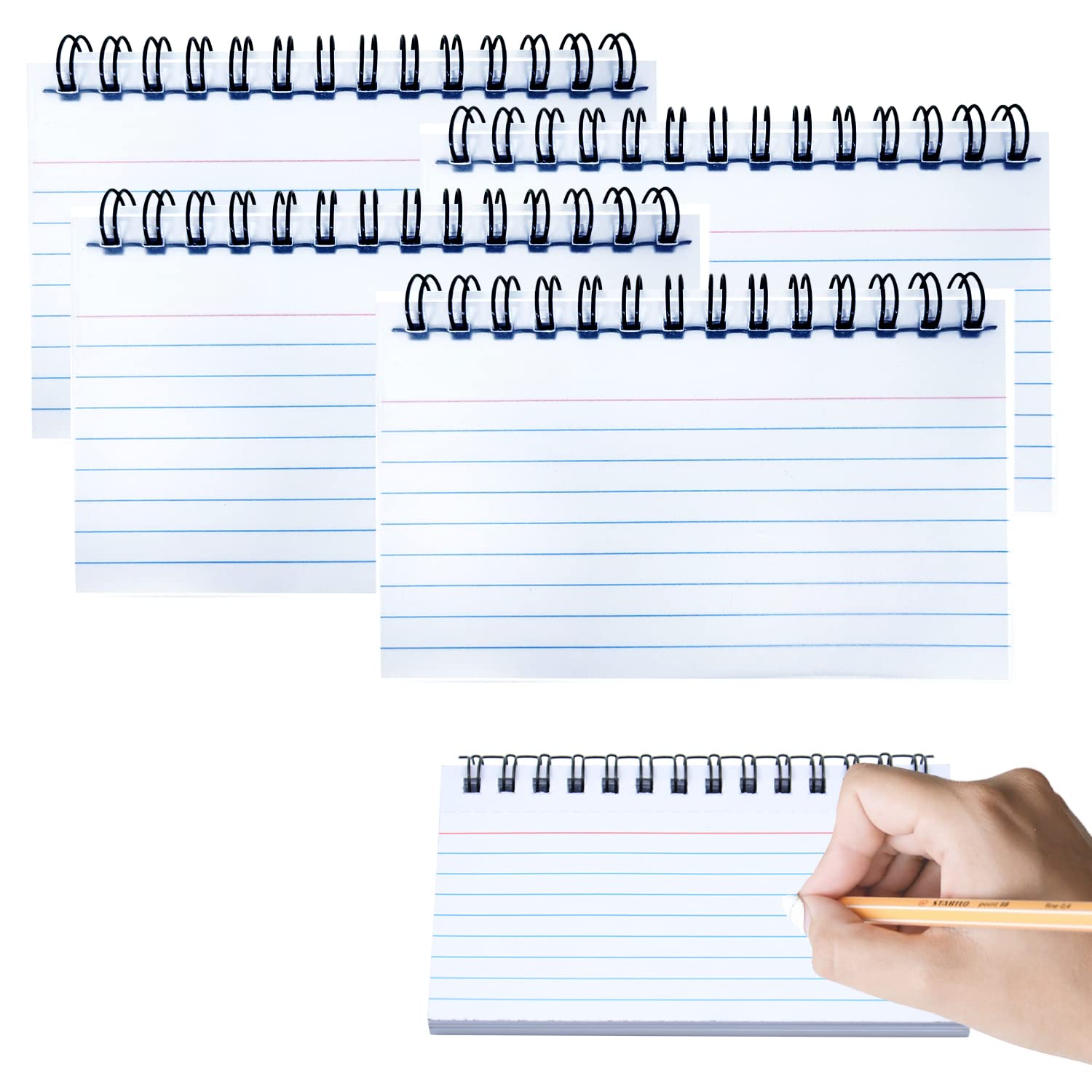 4 Pack Index Cards - 200 Lined Flash Cards for Office School, Memory, Sticky Note (White), 12.5 x 7.6 cm (5 x 3 inches)