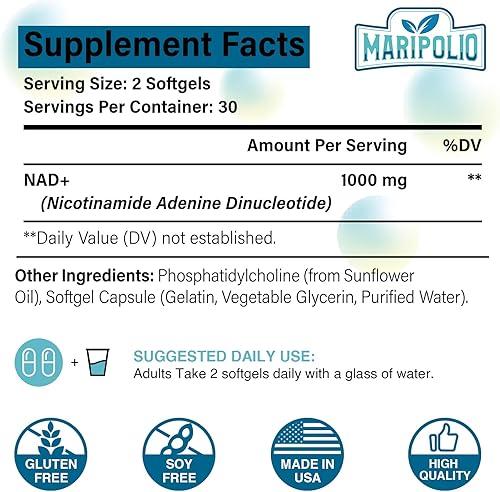 Miniatura 2 de Suplemento liposomal NAD 1000 mg  Pontecy NAD más alto  Máxima absorción  Suplemento NAD puro superior a NMN  Energía y metabolismo  Promueve un