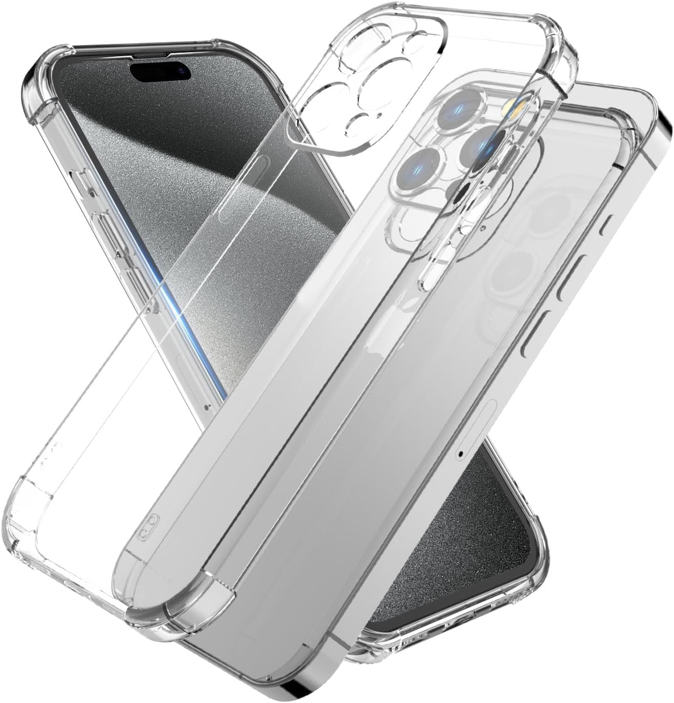 KOMUSIIfor iPhone 15 Pro Case, Thin Slim Fit Cover for iPhone 15 Pro, Crystal Clear, Never Yellow, Shockproof Mil-grade Protection, Anti-Scratch, Airbag Drop Protection, 6.1 inch, Transparent