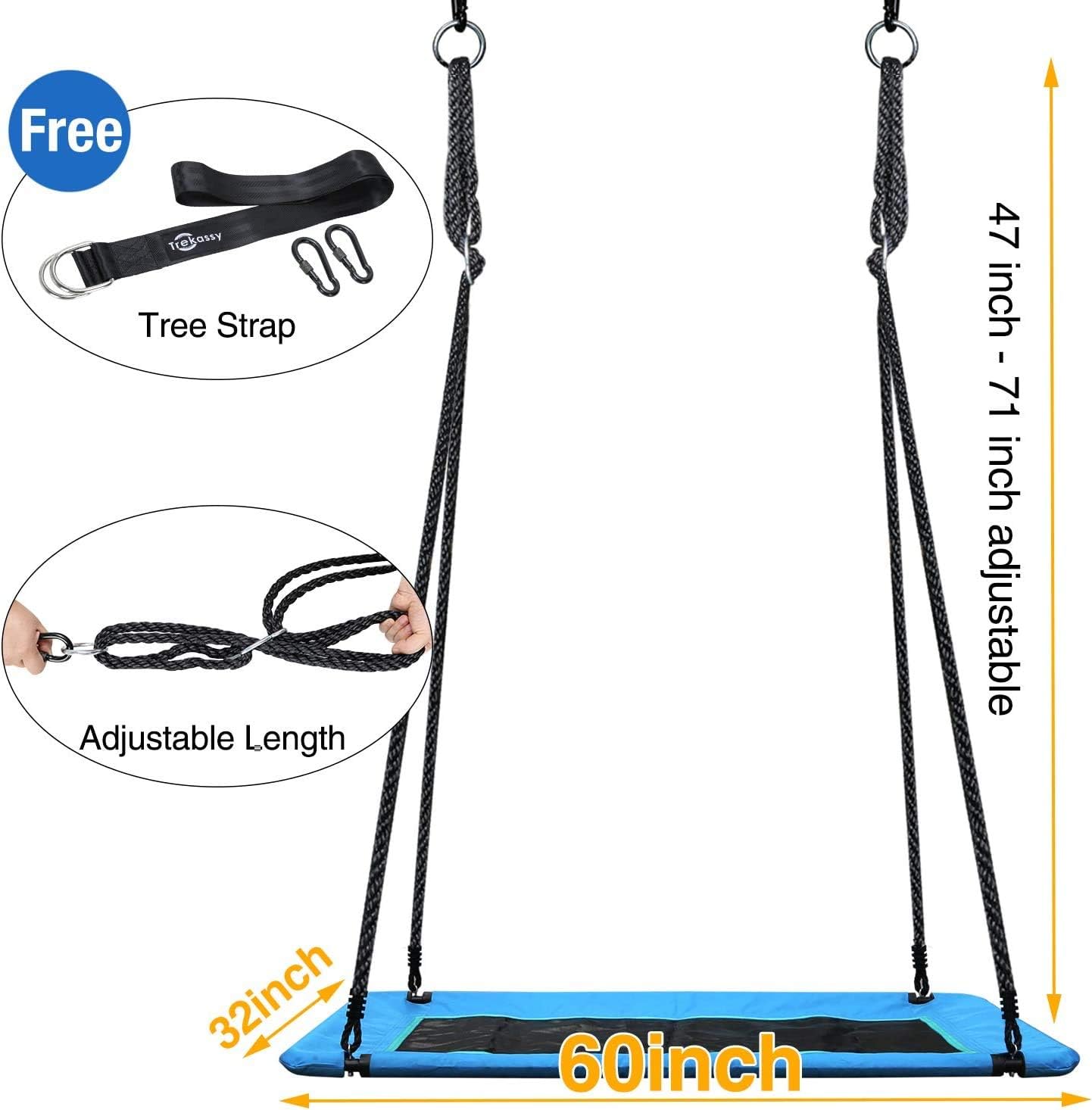 🛒 Crazy Deals Trekassy 700lb Giant 60 Platform Tree Swing for Kids and Adults Waterproof with Durable Steel Frame and 2 Hanging Straps