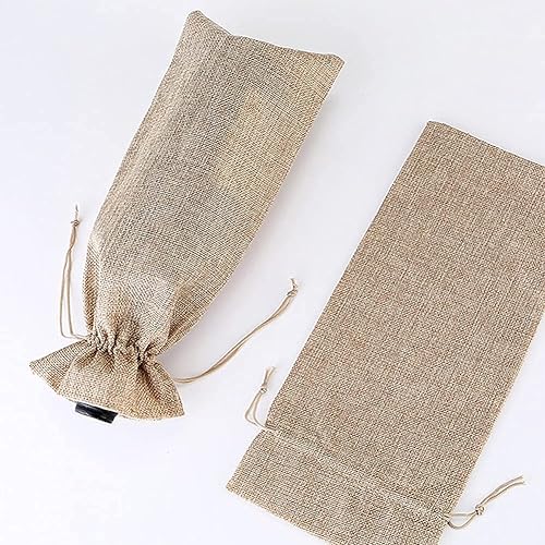 Miniatura 3 de Bobrv Bolsas de regalo de vino de arpillera (5 rojas y 5 yute)