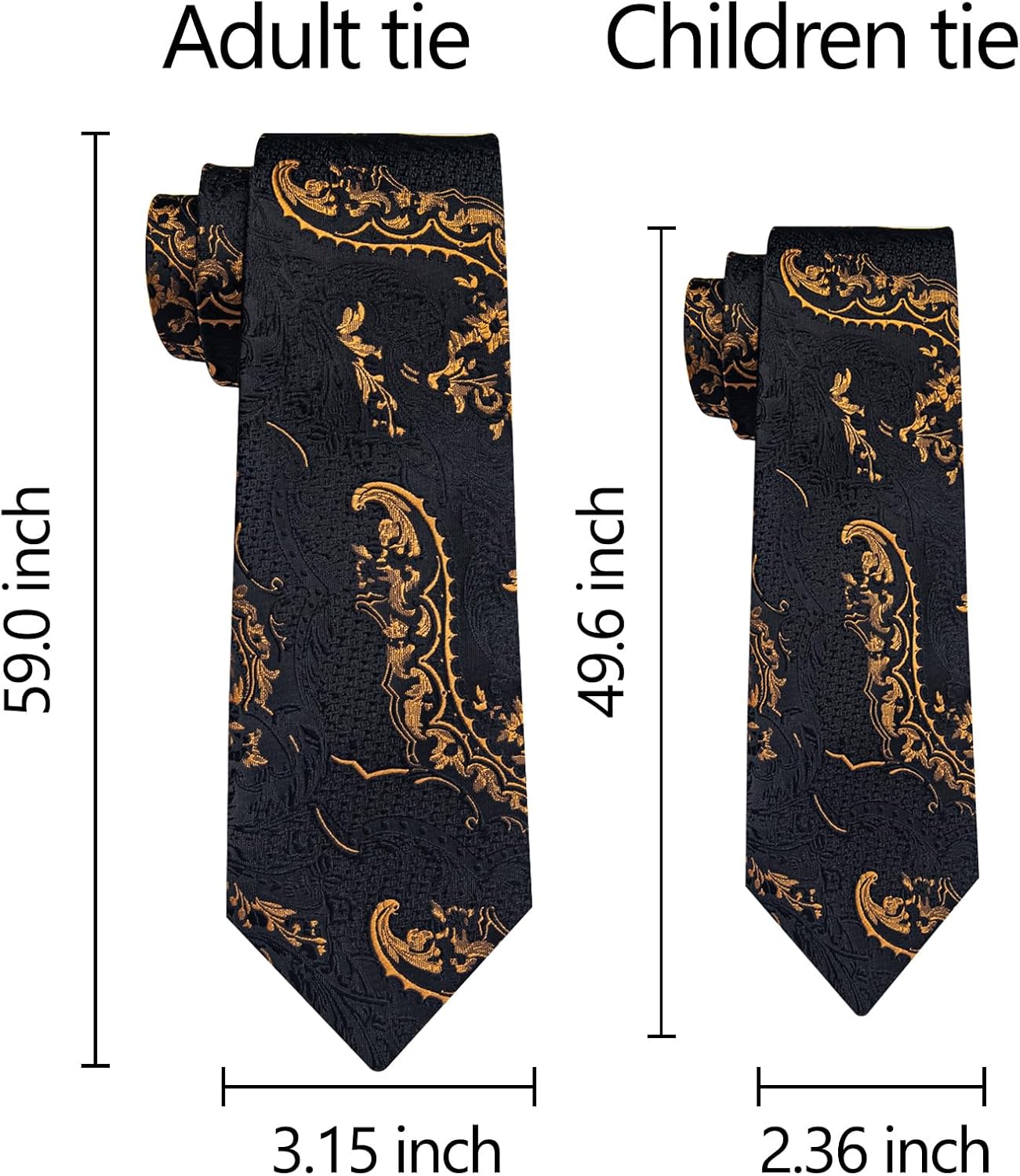 DiBanGu Silk Father and Son Tie 2PCS Set for Mens and Boys Necktie & Pocket Square Cufflinks Adult and Kids Necktie - Image 7