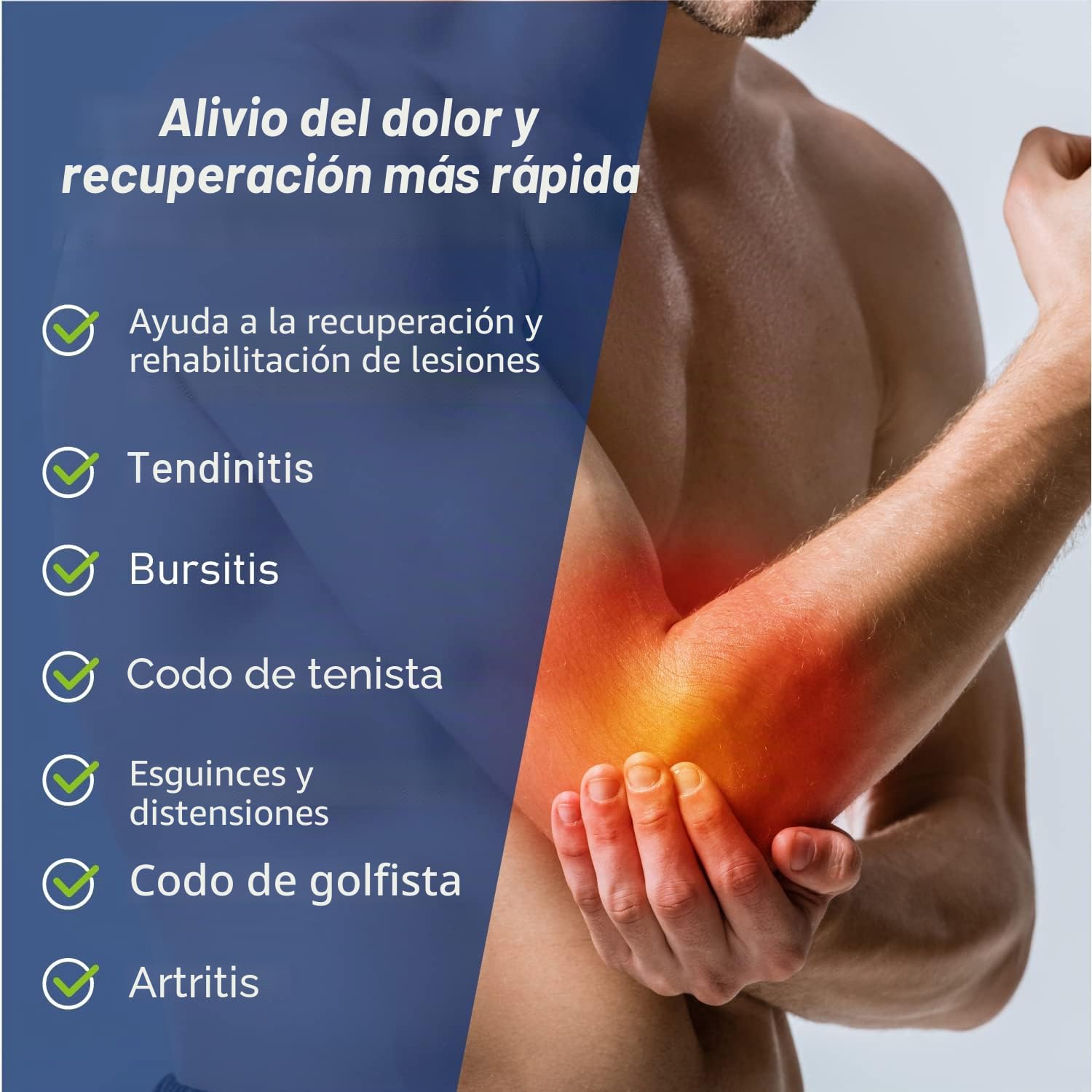 Soporte de codo ajustable cómodo para epicondilitis, codo de tenis, codo de golf, bursitis, esguinces de codo, tendinitis, artritis, artritis, recuperación deportiva de lesiones, alivio del dolor de