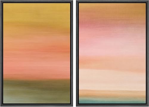 Miniatura 145 de SIGNLEADER Lienzo enmarcado para pared, juego de arte geométrico de mediados de siglo, formas de tocadiscos de música, ilustraciones abstractas,