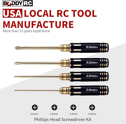 Miniatura 2 de Juego de destornilladores de cabeza Phillips, kit de herramientas de reparación con revestimiento de nitruro de titanio, 0.118in, 0.157in, 0.197in,