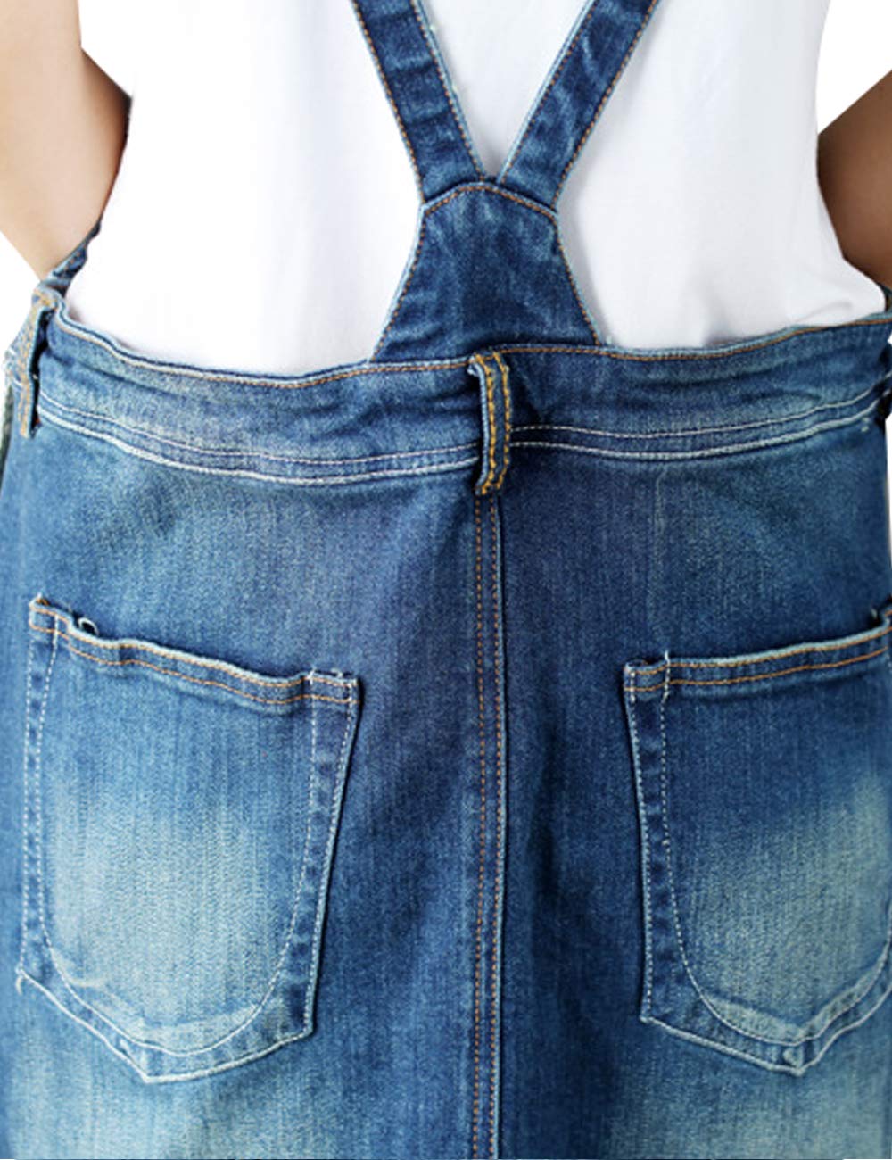 Donna Senza Maniche Denim Tuta Vestito Gonna Lunga a Sospensione