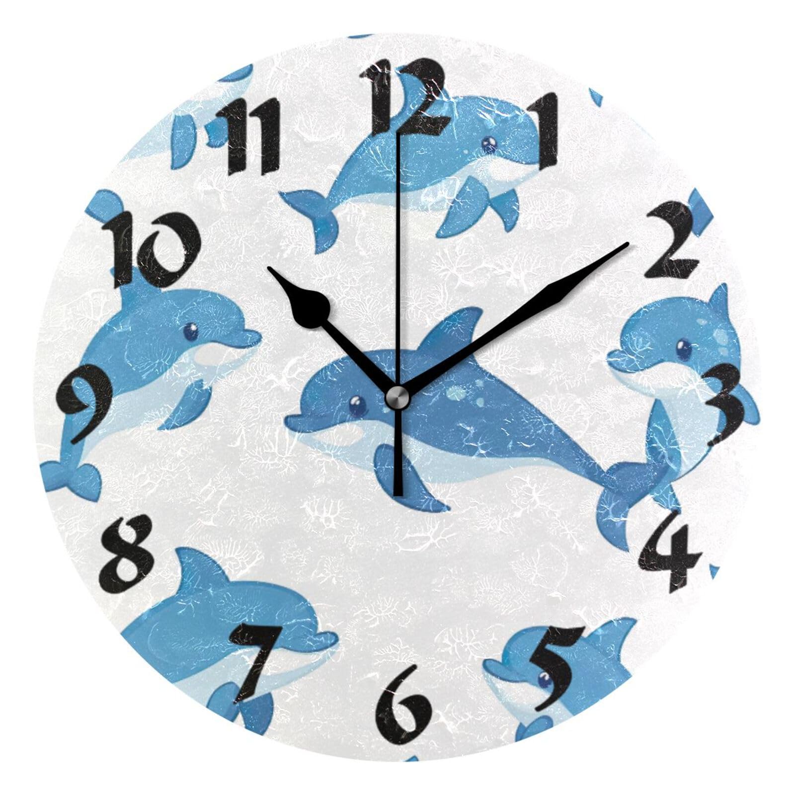 Horloges murales dauphin pour chambre enfant et cuisine en plastique