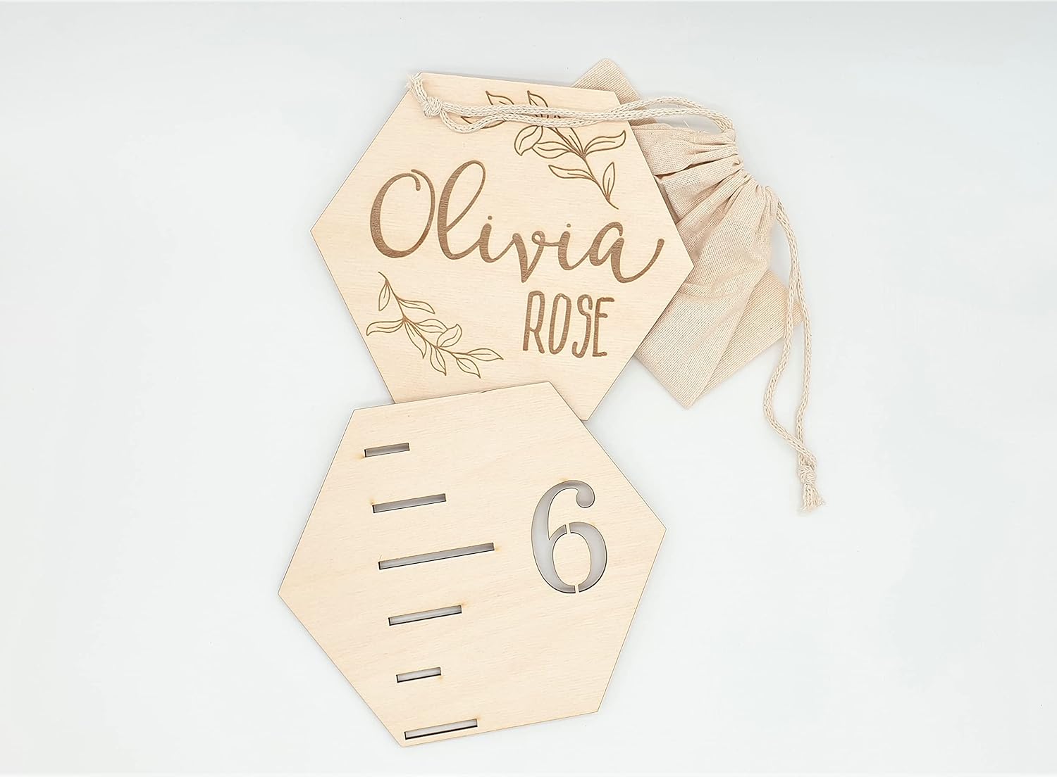 Wooden Growth Chart Ruler for Kids, Hexagon Height Chart Ruler for Boys and Girls