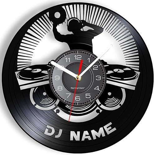 Reloj de pared con disco de vinilo con nombre personalizado, regalo con 7 colores cambiantes, reloj de pared silencioso sin tictac para decoración