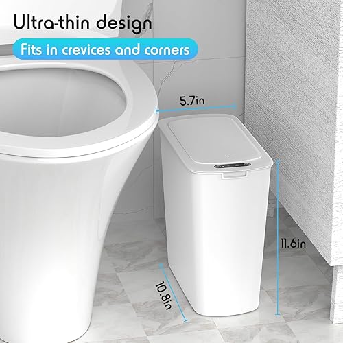 Miniatura 3 de Procade Paquete de 2 cubos de basura automáticos con sensor de movimiento con tapa, cubo de basura inteligente sin contacto de 2.6 galones, cubo de