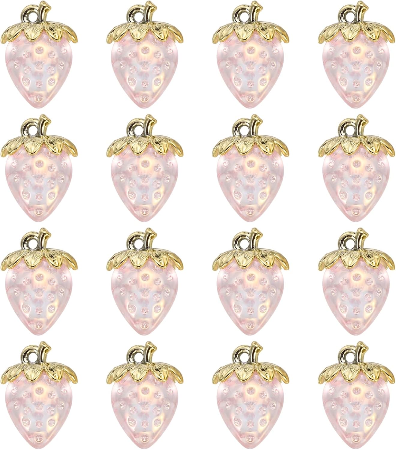 MECCANIXITY Strawberry Charm Acrylic Strawberry Pendants 3D Fruit Cute Ornament Decoration for Jewelry Making