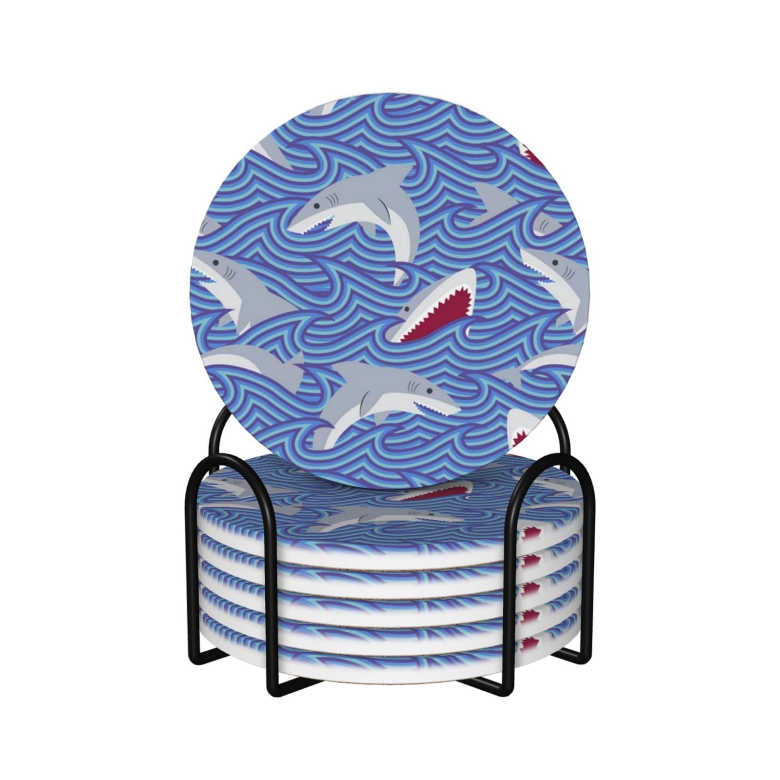 Dessous de verre en céramique et liège (lot de 6) pour table de cuisine et bureau