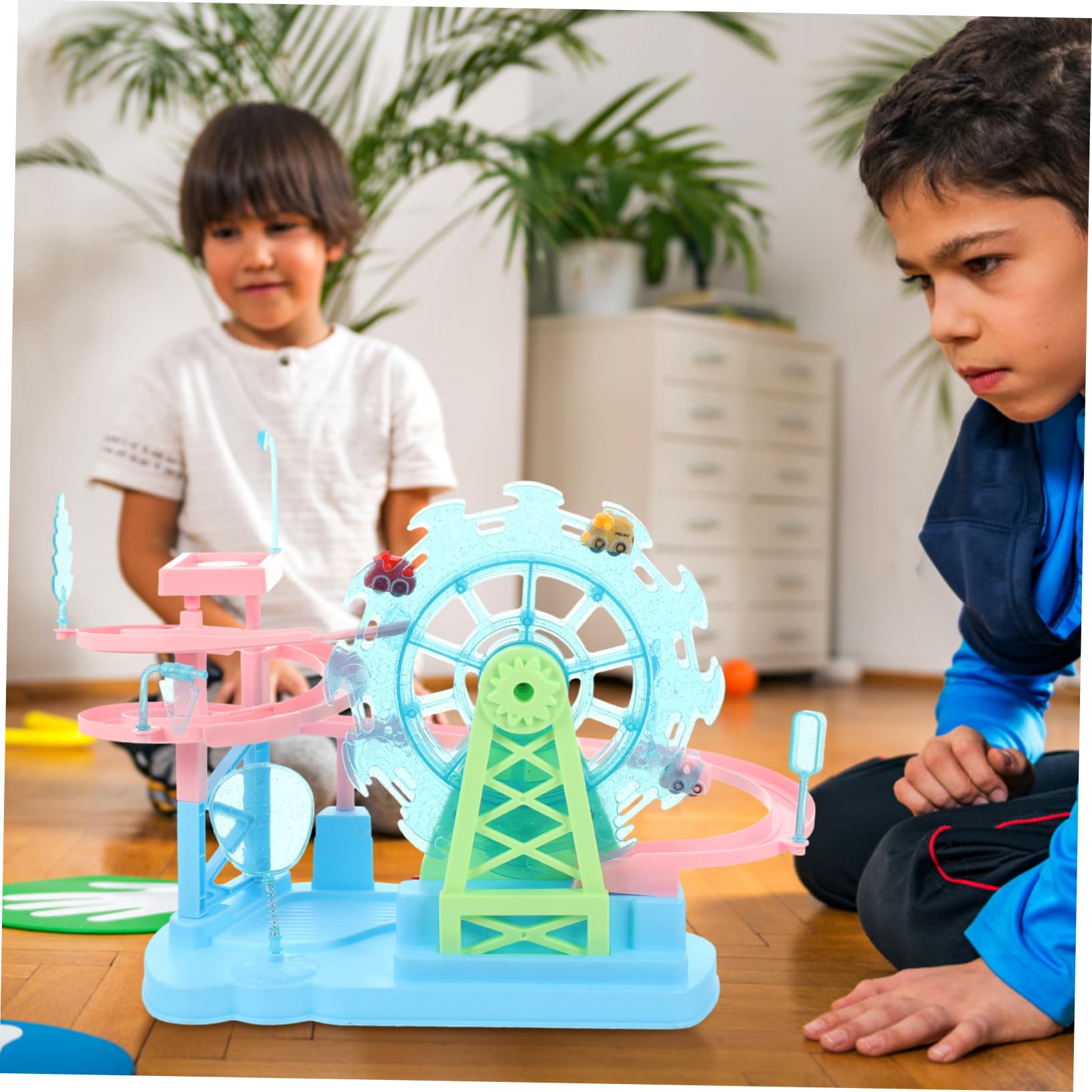 Circuito di Macchinine Elettrica in Plastica Blu Scale per Bambini, Gioco da Tavolo per Compleanno, Set USB Inclusa, Tocco Liscio e Sviluppo Identificazione