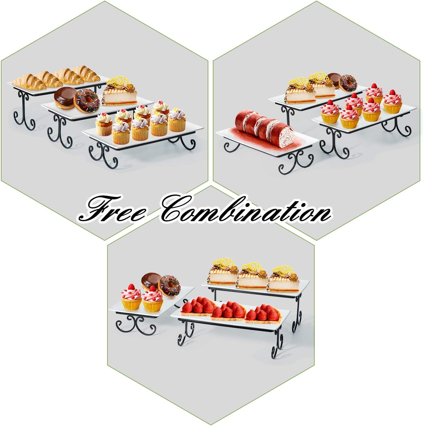 SRIWATANA Tiered Serving Stand, 3 Tier Serving Platter and Tray, Free Combination Cupcake Stand for Food, Dessert Display