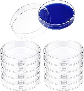 Weewooday 10 Packs Sterile Glass Petri Dishes Set High Borosilicate Lab Petri Plates with Lids Clear Tissue Culture Plate, 90 x 20 mm