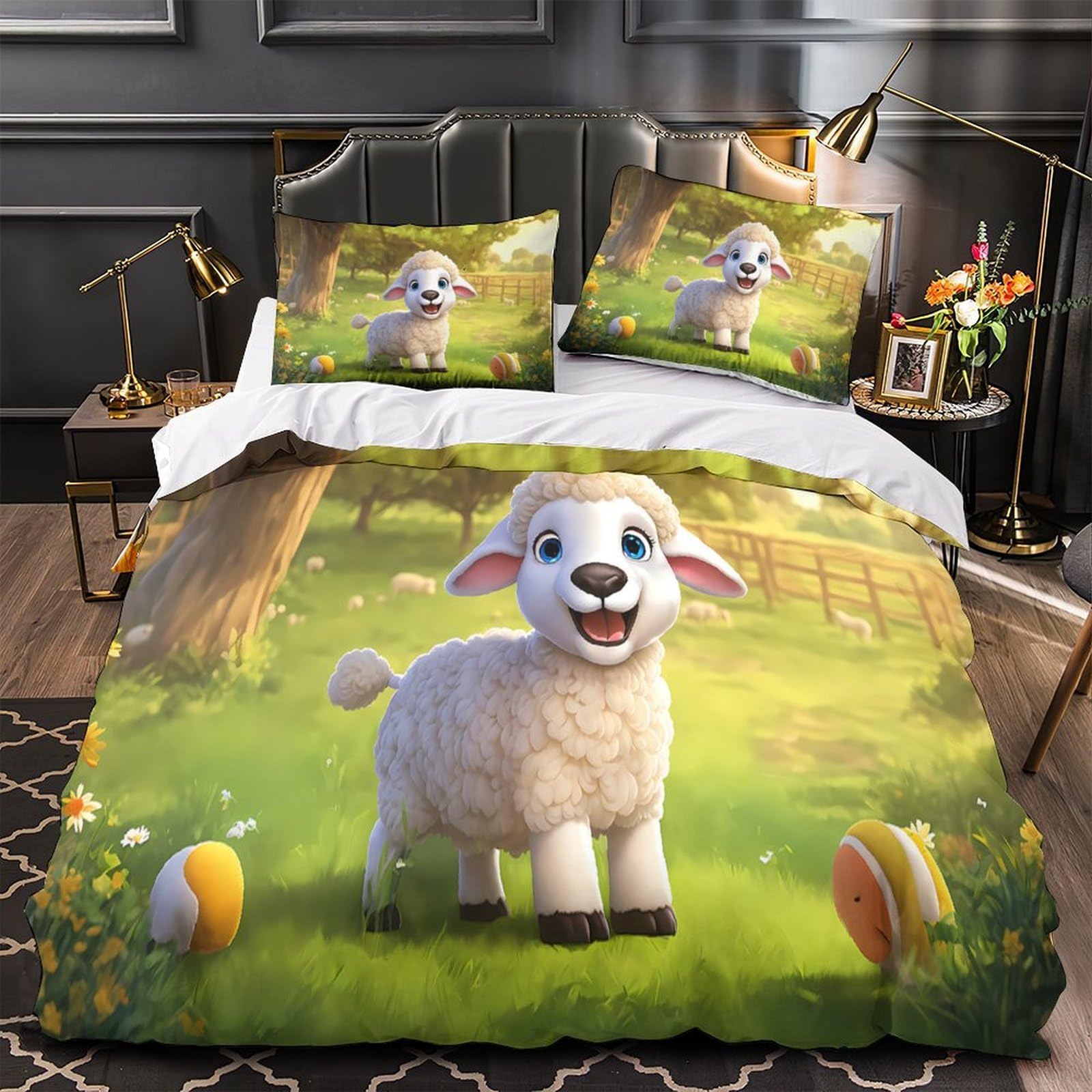 Housse de couette chaton mignon parure de lit double 200x200cm confort douillet